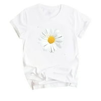 Ženske majice kratkih rukava Plus size majice s okruglim vratom s cvjetnim printom suncokreta bluza majica