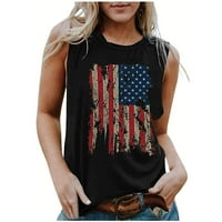 Majice za Žene, Ležerne ljetne Seksi, Ženske majice s američkom zastavom, široke majice bez rukava U SAD-u, Domoljubna bluza