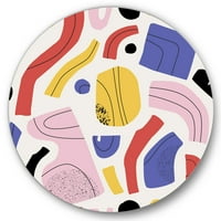 DesignArt 'Organski i elementi u ružičastoj žutoj i crvenoj' modernoj metalnoj umjetnosti kruga - disk od 11