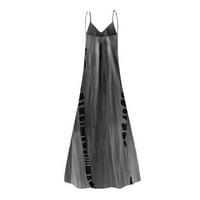 Ljetna Ženska haljina Plus size Bez rukava s izrezom i printom u obliku slova u, Haljine Za plažu A kroja u crnoj boji u obliku slova