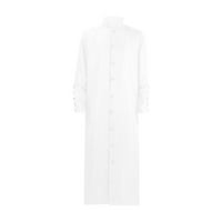 Muška haljina s dugim rukavima, kaftan s prorezom na dugmad, duga haljina Tobe, Prodaja Ležerne košulje, bijela 4