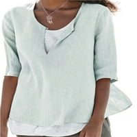 Ženska majica s kratkim rukavima u obliku slova u, tunika, ležerna jednobojna košulja, bluza s ključanicama