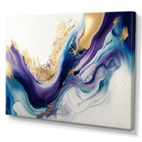 DesignArt Blue, Gold i Purple Splash Paint III platno zidna umjetnost