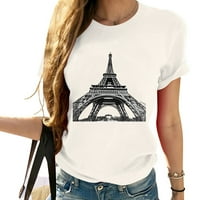 Modna ženska grafička majica U Stilu skica Eiffelovog tornja-ljetni vrhovi kratkih rukava Francuski pokloni