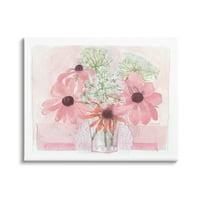 Stupell Industries osjetljivi ružičasti cvjetni cvjetovi buket doily vaze grafička umjetnička galerija omotana platna za tisak zidne