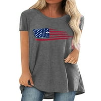 Ženska ležerna majica s visokim niskim rubom, široka radna tunika, bluza s printom američke zastave, odjeća za slobodno vrijeme,