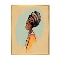 Dizajnerska umjetnost portret afroameričke žene u turbanu moderni uokvireni zidni otisak na platnu