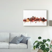 Zaštitni znak likovne umjetnosti 'Kansas City Missouri Skyline Red' Platno umjetnost Michaela Tompsetta