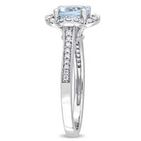 Miabella Women's 1- Carat T.G.W. Nebo plavi Topaz i Carat T.W. Dijamant 14KT bijelo zlato quatrefoil halo prsten