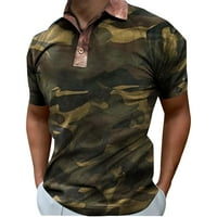 Polo majice za muškarce Muška proljetna i ljetna moda labavi reveri s patentnim zatvaračem 3-inčni digitalni kamuflažni tisak majica