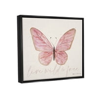 Stupell uživo divlje i slobodno ružičaste leptir životinje i insekti slikaju crni plutari uokvireni umjetnički print zidna umjetnost