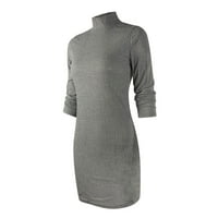 Modna ženska jednobojna džemper haljina s dugim rukavima dolikuje pulover haljina s visokim vratom, 925,4486664