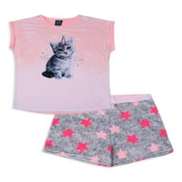 Jellifish Kids Girls 4- Svijetla mačka koja odgovara kratkim i majice set pidžama