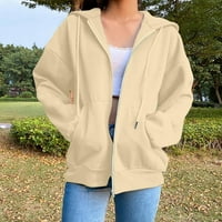 Rasprodaja ženske jakne s kapuljačom s patentnim zatvaračem casual dukserica s patentnim zatvaračem dugih rukava modni jednobojni