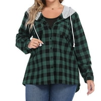 Ženska majica s kapuljačom karirana flanelska košulja Plus veličina jakna dugih rukava majica s bluzom casual kardigan lagani kaput