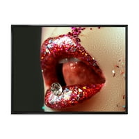 DesignArt 'Artistic Girl Lips make-up' Moderno uokvireno platno zidna umjetnička print