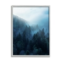 Dnevno svjetlo Stupell Industries nad planinom Pine Forest s fotografijom magle uokviren umjetničkim printom zidne umjetnosti, 24x30,