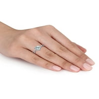1- Carat T.G.W. Srčani akvamarin i karat T.W. Dijamantni 14KT zaručnički prsten bijelog zlata