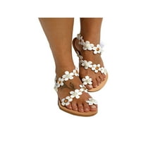 Ženske casual cipele, ljetne ravne sandale za plažu, ženske modne natikače u rimskom stilu, bijela 5,5