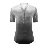Ženske ljetne bluze s izrezom u obliku slova u, Camo majice kratkih rukava u sivoj boji u obliku slova u