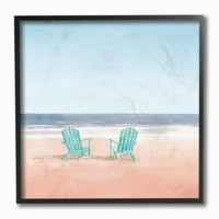 Stupell Industries Turquoise Beach stolice na pastelnom akvarelu plaže uokvireni zidni umjetnički dizajn James Wiens, 12 12