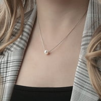 Anavia djevojka ogrlica poklon za majčin dan, srebrna ogrlica za djevojku od dečka majčin dan- [Bijeli biser + srebrni lanac]