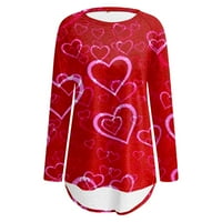 Majice za žene, majice sa šarenim printom srca, široke majice, bluze za Valentinovo, jesenska i zimska Ženska odjeća