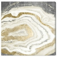 Wynwood Studio Abstract Wall Art Canvas ispisuje kristali 'Silver Gold Agate' - zlato, bijelo
