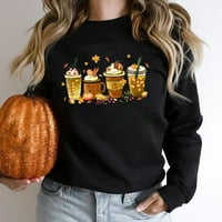 Predimenzionirana majica za žene za Noć vještica ženska ležerna modna odjeća s printom pulover s dugim rukavima s okruglim vratom