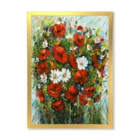 DesignArt 'Buket bijelih i crvenih divljih cvjetova' tradicionalni uokvireni umjetnički tisak