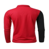 Muška Osnovna bluza u boji blokirana u boji, polo majica s patentnim zatvaračem s reverom, pulover s dugim rukavima za trčanje, crvena