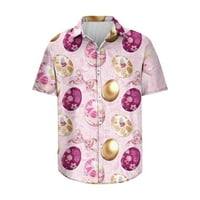 Havajska košulja za muškarce, košulje za plažu s grafičkim printom, Uskrsni gornji dio s reverom, ležerna udobna bluza kratkih rukava