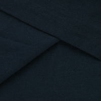 Rasprodaja ljetnih haljina za žene-jednobojna ležerna udobna haljina kratkih rukava s okruglim vratom od pamuka i lana u tamnoplavoj