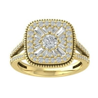 14k žuti Zlatni prsten od dijamanta u baguetteu, veličine 9,5