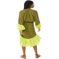 Scoop Women's Colorblocked Midi haljina s dugim rukavima