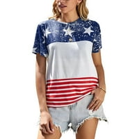 Ženska majica kratkih rukava s američkom zastavom, Ležerne majice sa zvijezdama i prugama, domoljubne majice za žene