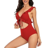 Ženski kupaći kostimi za kontrolu trbuha tankini ženski zavoj seksi jednobojni bikini s volanima push-up kupaći kostimi Odjeća Za