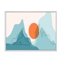 Dizajnerska umjetnost apstraktne Plave planine s crvenim Mjesecom Moderni uokvireni zidni otisak na platnu
