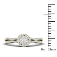 1 4CT TDW Diamond 10K žuto zlato zaručnički prsten