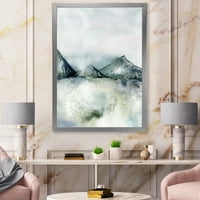 DesignArt 'tamnoplavi planinski krajolik zimski minimalistički' moderni uokvireni umjetnički tisak
