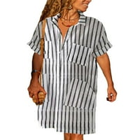 ;/ Ženska široka košulja s kratkim rukavima s kratkim rukavima, ležerna haljina za plažu Plus size, bijela;