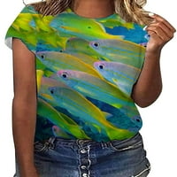 Ženska majica s printom na plaži ljetni topovi majica s okruglim vratom radni pulover široka bluza od tunike u stilu;