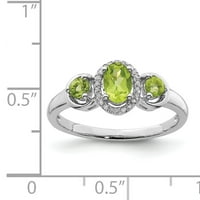 Dijamantni prsten od sterling srebra s peridotom. Težina dragulja-0,79 karata