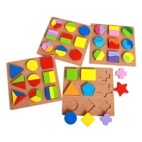 Drveni Geometrijski umetci geometrijski oblik kognitivna ploča igračke puzzle ploča za podudaranje parova