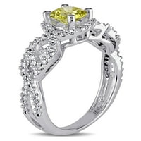 10K Vintage zaručnički prsten od bijelog zlata sa žutim i bijelim dijamantom.