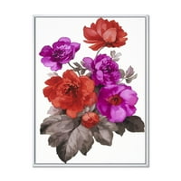 Uokvirena slika fukije i crvenog cvijeća, umjetnički tisak na platnu