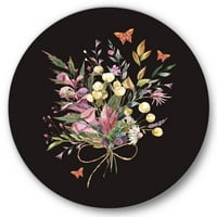 DesignArt 'Drevni cvjetni ljetni aranžman divljih cvjetova' Tradicionalna metalna zidna umjetnost kruga - disk od 36