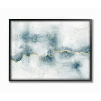 Stupell Industries Sažetak oblaka Splatters White Blue Gold slika uokvireni zidni umjetnički dizajn Laura Marshall, 24 30
