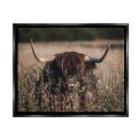 Stupell Industries Highland Stoka u visokim travama životinja i insekata fotografija crni plutasti uokvireni umjetnički print zidni