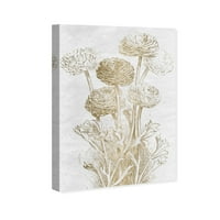 Cvjetni i botanički zidni umjetnički platni cvjetni i botanički zidni otisci cvjetni cvjetovi 'Dahlia Sketch Gold' - Zlato, bijelo